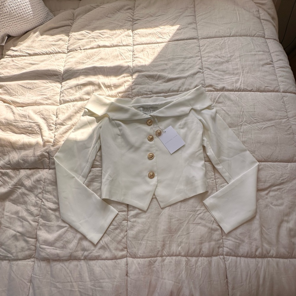 NWT Endless Rose Women's Cream Blazer with Gold Buttons
